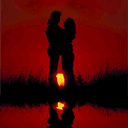 Κόκκινο Ηλιοβασίλεμα και ζευγάρια