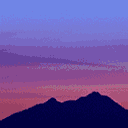Βουνά και το ηλιοβασίλεμα