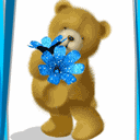 Big Bear And Blue Flowers