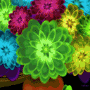 Three Dimensional Colored Flowers On