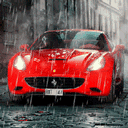 Rain And Red Ferrari