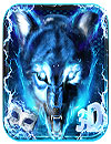 waptrick.one 3D Blue Fire Ice Wolf Launcher Theme