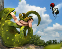 Iespaidīgs Funny 3D Chameleon
