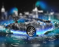 Abstract 3D Car ar ūdeni