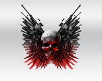 weapons and skull
