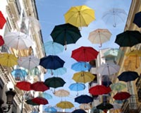 Colorful Umbrellas City Street
