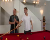 borwap.com Billiards Party For The Blonde With Two Cues To Take